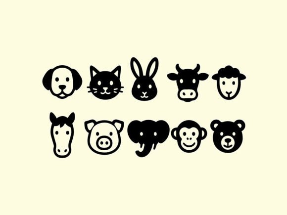 10 Animal Heads Vector Icon: A Versatile Design Resource for Modern Creators