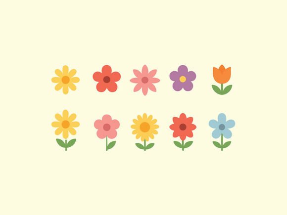 10 Color Flowers Icon: Modern Design Assets
