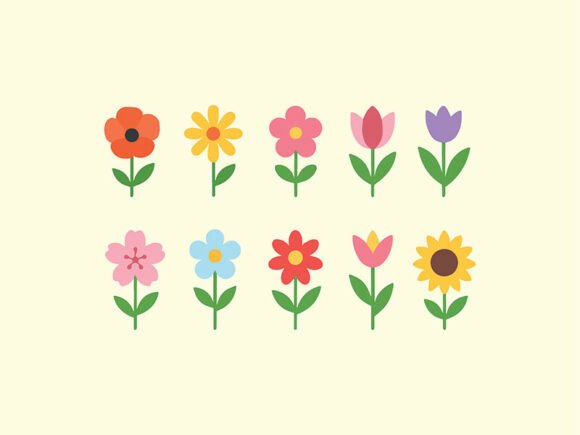 10 Colors Vector Flower Icon: A Versatile Asset for Modern Design