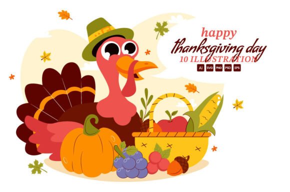 10 Happy Thanksgiving Day Illustration: A Versatile Design Collection