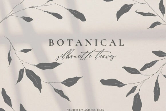 Botanical Silhouette Leaves Hand Drawn