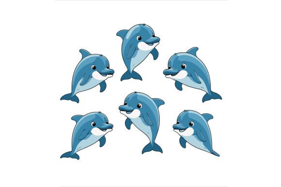 Bringing Joy to Design: The Versatility of the Group of Cute Cartoon Dolphins