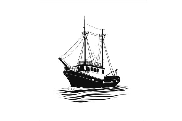 Bringing the Ocean to Life: The Versatility of a Fishing Boat Sailing on the Sea Vector