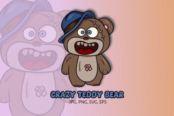 Crazy Teddy Bear Clipart: Creepy Cute SVG