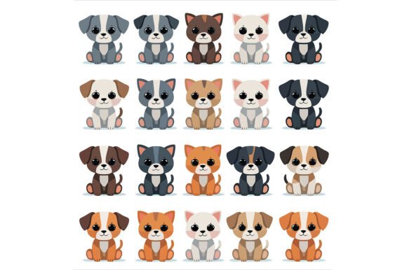Cute Cartoon Puppies and Kittens: A Creative Essential for Designers