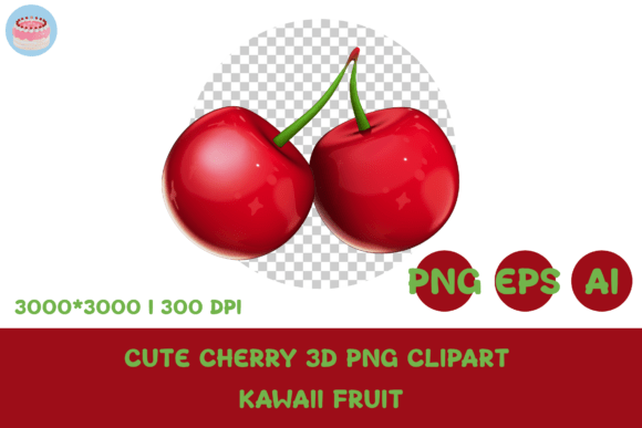 Cute Cherry 3D PNG Clipart Kawaii