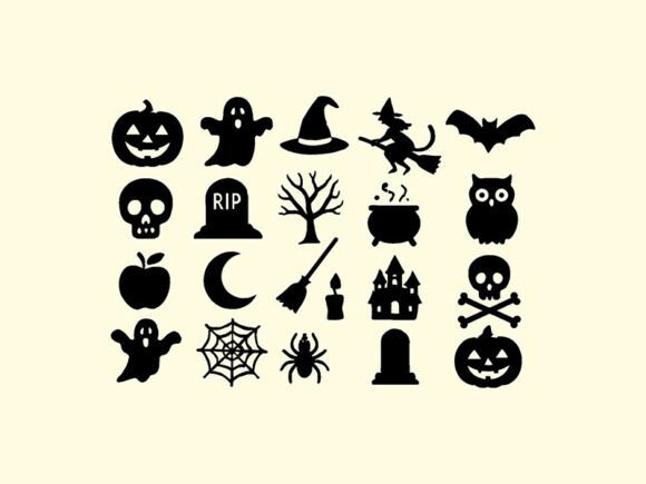 Evaluating Halloween Silhouettes Black Icon Collections