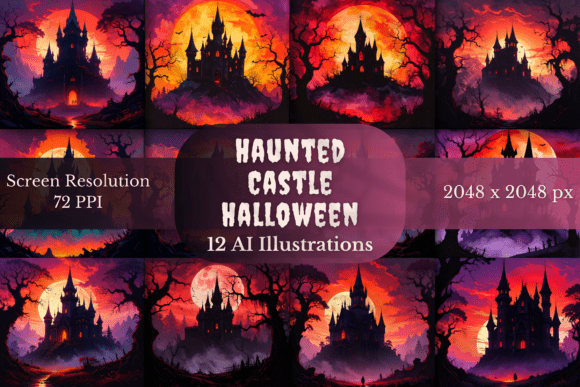Evaluating Haunted Castle Halloween Illustrations for Digital Design