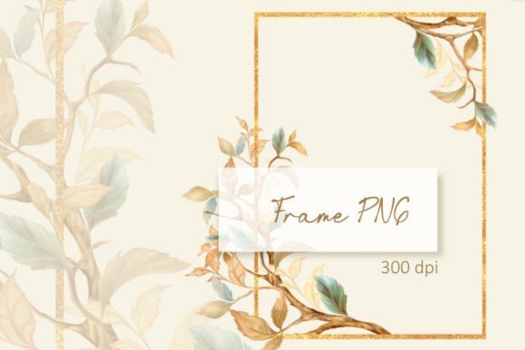 Golden Frame with Autumn Leaves PNG: Elevating Design with Timeless Elegance