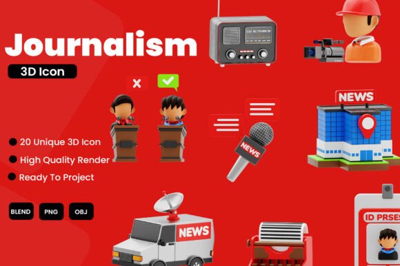Journalism 3D Icon Pack: Elevating Media Visuals