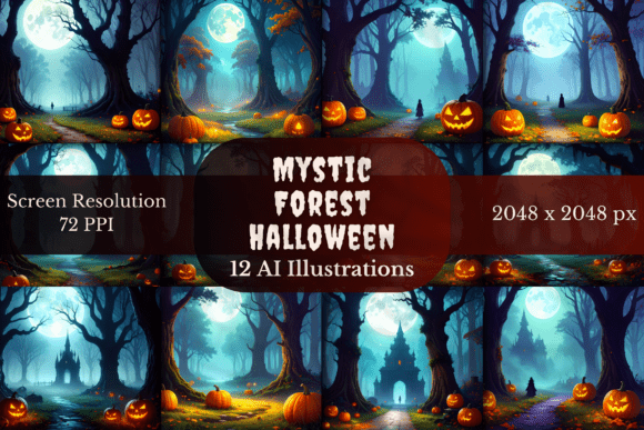Mystic Forest Halloween Illustrations