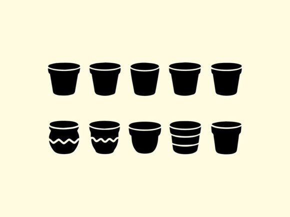 Strategic Value of the 10 Design Pot Black Icon and Flat Floral Vector Sets