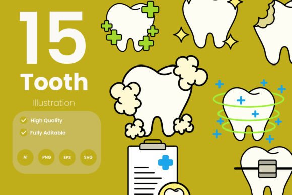 Transform Your Dental Projects with the Tooth Illustration Pack