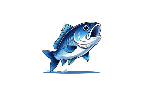 Vector Art of Blue Fish Jumping Design