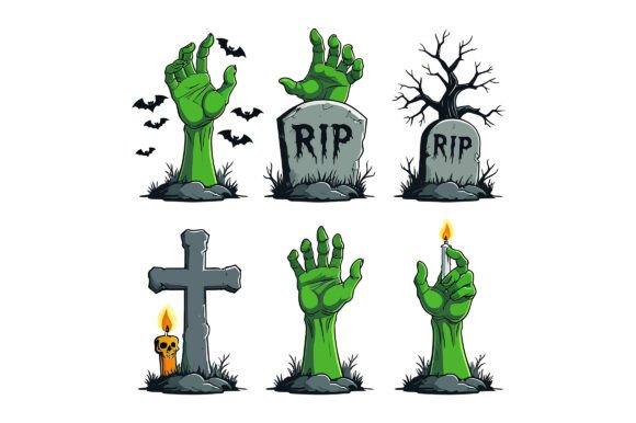 Vector Art of Set of Halloween Zombie